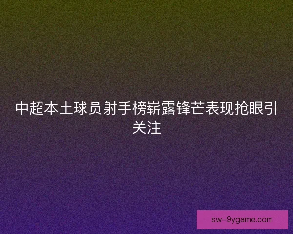 中超本土球员射手榜崭露锋芒表现抢眼引关注